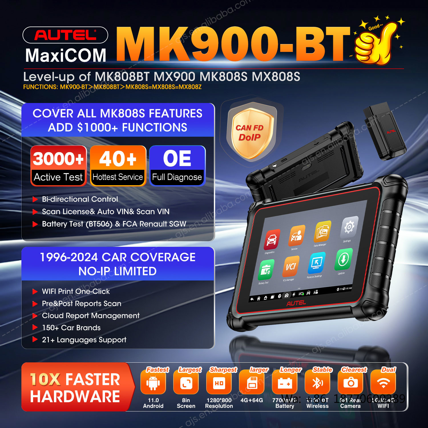 Autel MaxiCOM MK900 BT Car Dia - огляд і ціна Obd2 Scanner