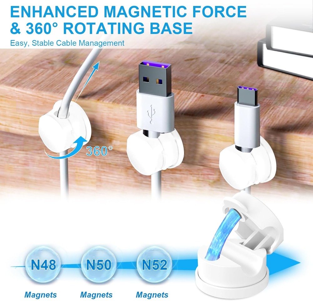 6pcs Magnetic Cable Clips 360° - огляд і ціна Car Cable Organizer