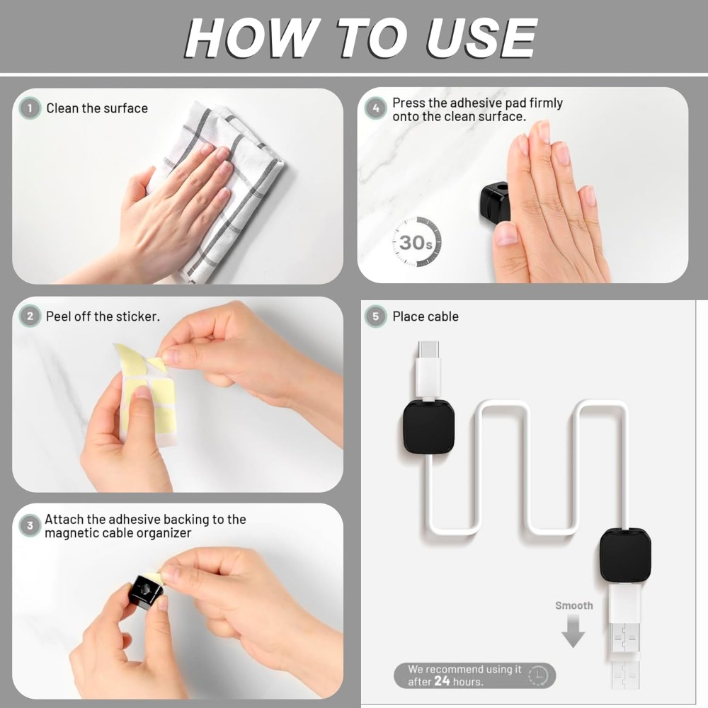 Magnetic Cable Clips for Cord  - огляд і ціна Car Cable Organizer